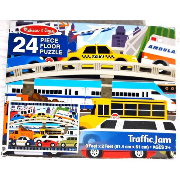 Melissa & Doug Traffic Jam 24 Piece Floor Puzzle 2X3 Feet - Picture 1 of 7